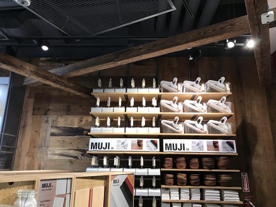 Pioneer Millworks Reclaimed Timbers and American Prairie Brownboard Paneling in Muji, Hudson Yards NYC