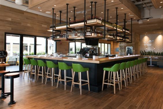 Pioneer Millworks Modern Farmhouse Clean White Oak paneling in True Foods Kitchen, Jacksonville, Florida