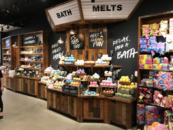 Pioneer Millworks American Prairie Brown Board in LUSH retail store in Natick, MA.
