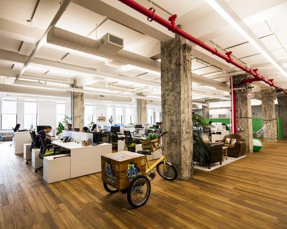 Pioneer Millworks reclaimed Indonesian Teak, Wire Brushed with custom color hardwax oil finish in Vita Coco, NYC.