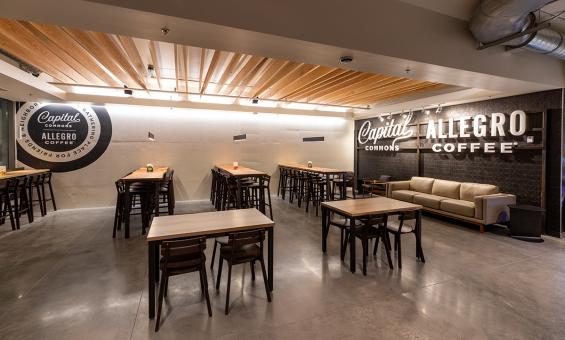 Pioneer Millworks Whole Modern Farmhouse Clean Ash accent ceiling installation with poly and fire retardant in Whole Foods, Atlanta, GA