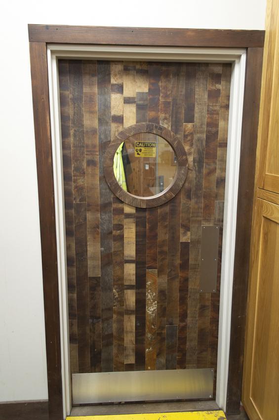 Pioneer Millworks Tropical Hardwoods Tradewinds Patina Interior Swing Door. 