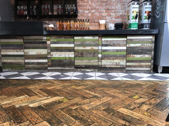 Pioneer Millworks Foundry Maple Flooring in a Herringbone Pattern