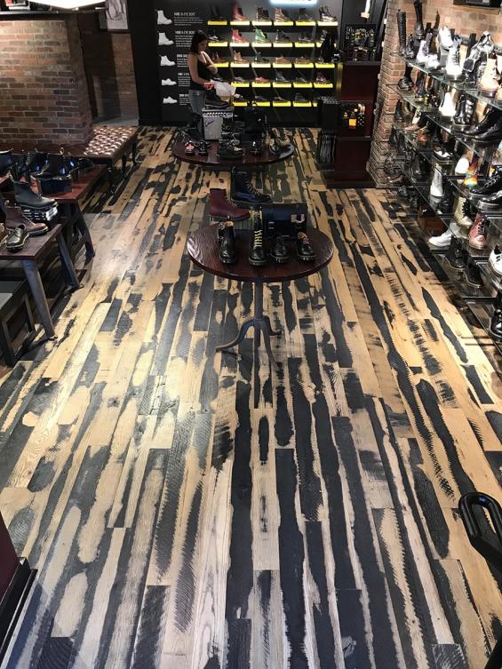 Pioneer Millworks Black & Tan–50/50 Mixed Oak, site-finished with a water-based poly.