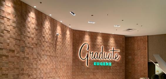 Graduate Hotel in Eugene, Oregon featuring Douglas fir end blocks