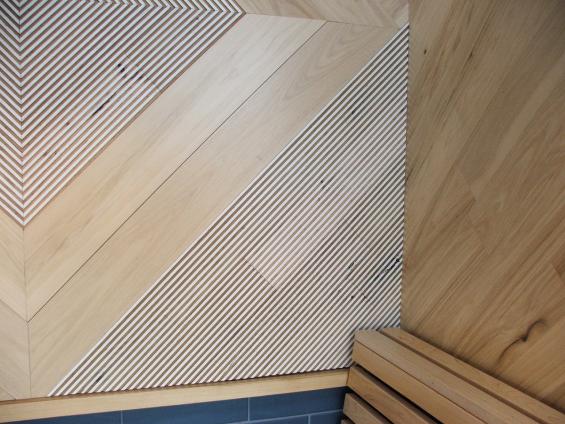 Pioneer Millworks Modern Farmhouse–Clean Hickory and Raked Black & Tan–Tan Wall Paneling.