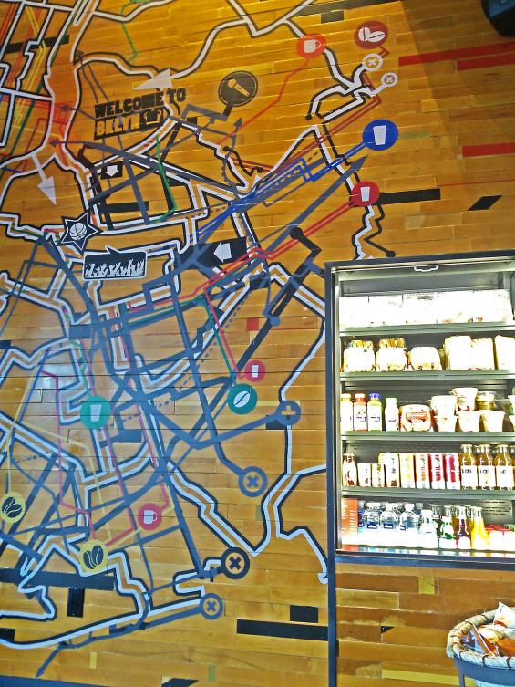 Pioneer Millworks reclaimed Original Gym Flooring Paneling, Subway Map