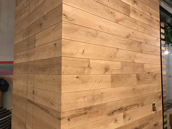 Pioneer Millworks Modern Farmhouse Casual White Oak paneling with a custom texture