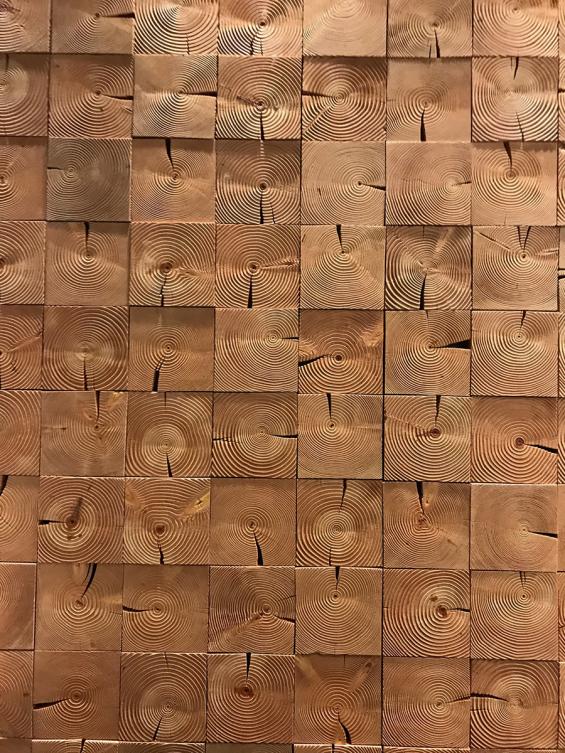 Pioneer Millworks reclaimed custom Douglas fir end block wall