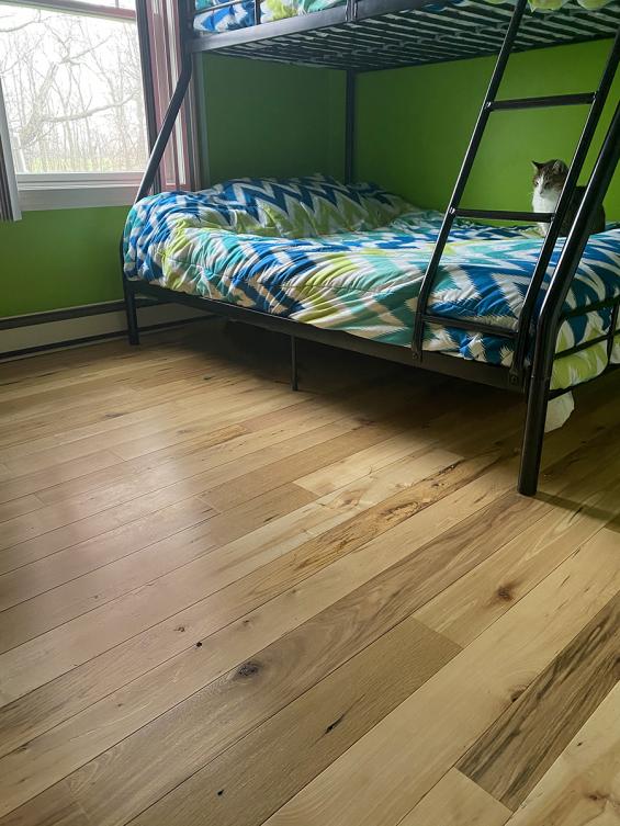 Pioneer Millworks Reclaimed Mixed Hardwoods, American Gothic in a bedroom