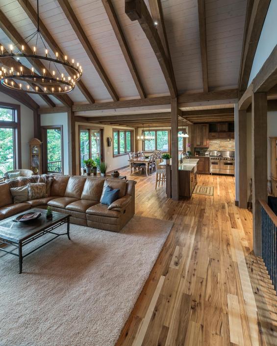 Pioneer Millworks American Gothic Hickory flooring in a private residence.