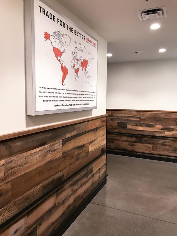 Pioneer Millworks reclaimed wood--Mixed Hardwoods--Setters' Plank--Reclaimed Paneling in Whole Foods, Buffalo, NY