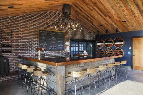 Pioneer Millworks Mixture of Wine and Vinegar Vat Stock ceiling paneling.