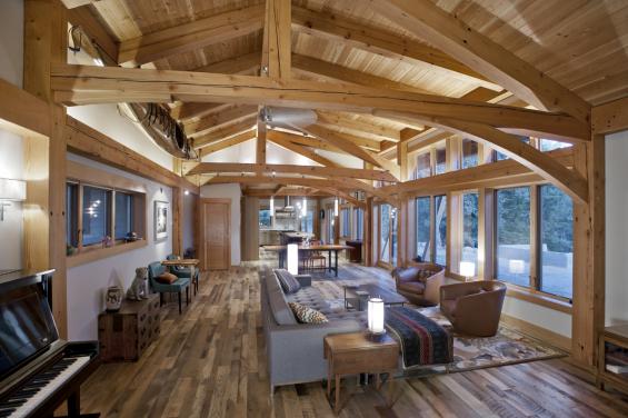 Pioneer Millworks reclaimed wood--Mixed Hardwoods--Setters' Plank--reclaimed wood floor in a private residence