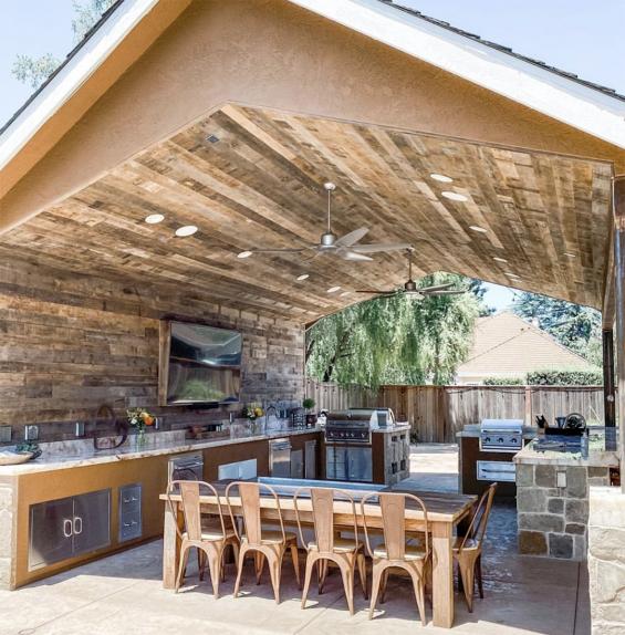 Pioneer Millworks Railyard Oak exterior wall and ceiling paneling––Private Residence, California