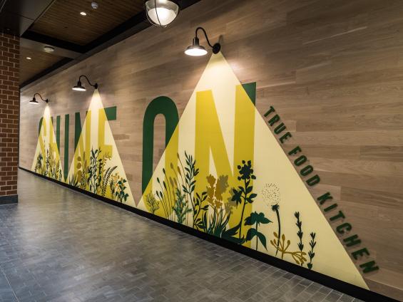 Pioneer Millworks Modern Farmhouse Clean White Oak wall paneling with a water based-poly finish––True Food Kitchen, Arlington, VA