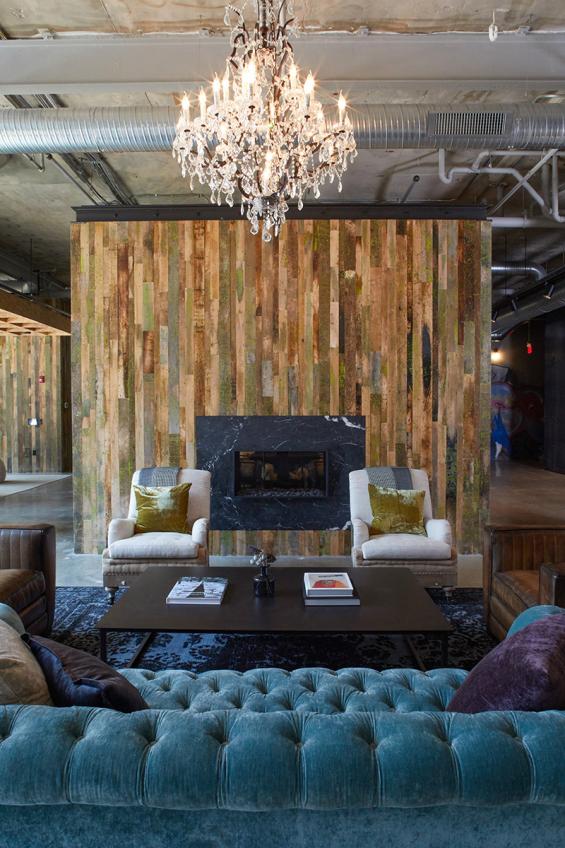 Pioneer Millworks Foundry Maple Painted & Sanded in Green featured on this accent wall in a private office in CT