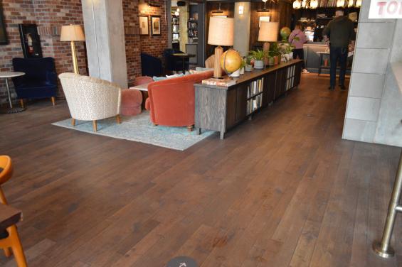 The Hoxton Hotel in Portland, OR featuring our Black and Tan, Oak in a custom finish.