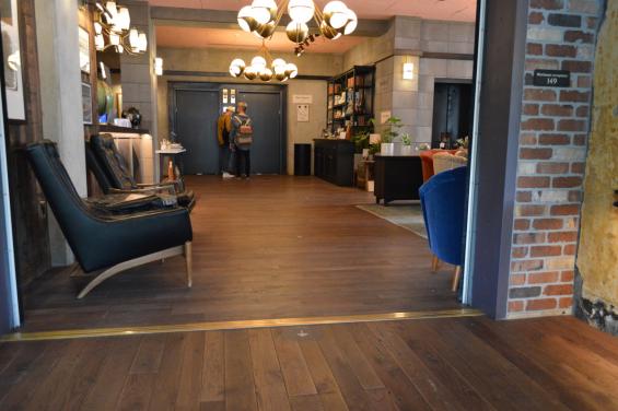 The Hoxton Hotel in Portland, OR featuring our Black and Tan, Oak in a custom finish.