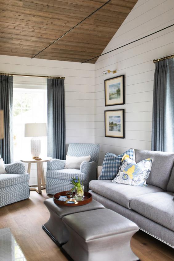 Pioneer Millworks Larch Unfinished Shiplap, finished on-site, on the ceilings in a Private Residence in Hunting Valley, OH. Photo © Photo © Laura Yeager Smith Home & Design + Addison Jones