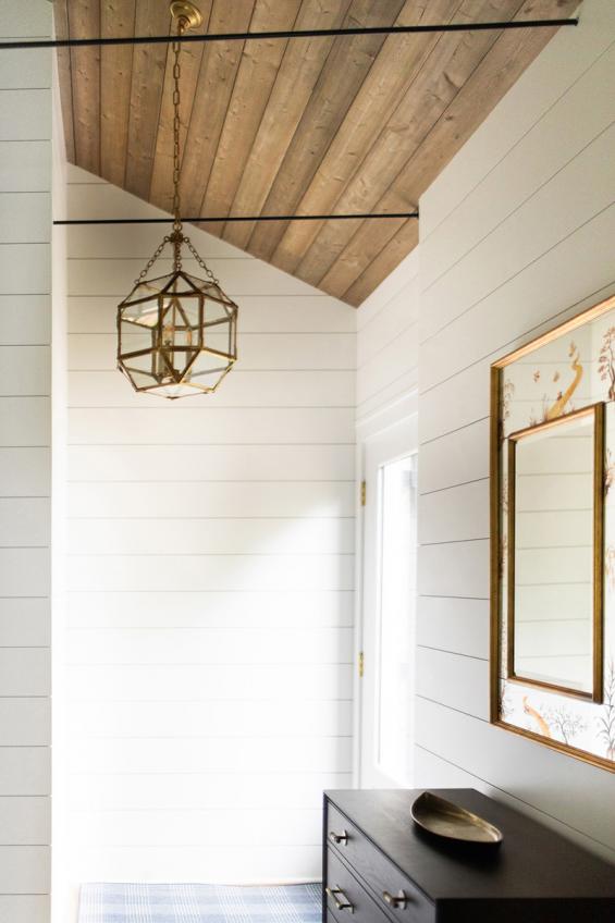 Pioneer Millworks Larch Unfinished Shiplap, finished on-site, on the ceilings in a Private Residence in Hunting Valley, OH. Photo © Photo © Laura Yeager Smith Home & Design + Addison Jones