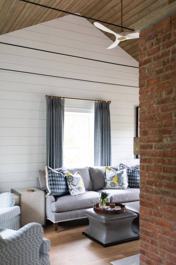 Pioneer Millworks Larch Unfinished Shiplap, finished on-site, on the ceilings in a Private Residence in Hunting Valley, OH. Photo © Photo © Laura Yeager Smith Home & Design + Addison Jones