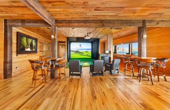 Pioneer Millworks reclaimed Black & Tan-–Tan Oak flooring & Standard Larch wall paneling.