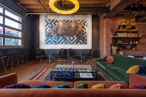 Pioneer Millworks Black & Tan–Tan Flooring in Honey Elixir Bar in Denver, CO. Photo Credit: Jess Bernstein