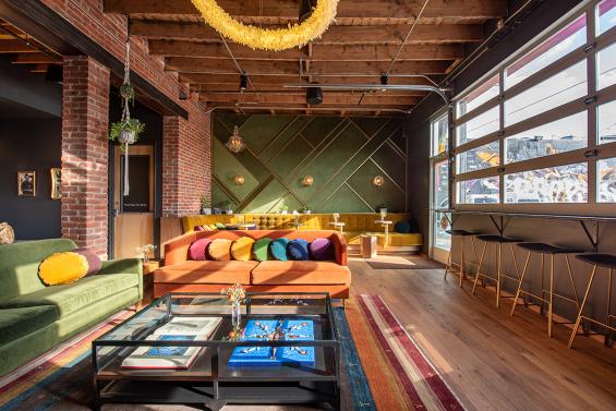 Pioneer Millworks Black & Tan–Tan Flooring in Honey Elixir Bar in Denver, CO. Photo Credit: Jess Bernstein