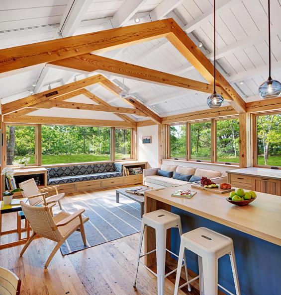 Pioneer Millworks American Gothic Chestnt Flooring and Heart Pine Timbers. Photo © Robert Gothard