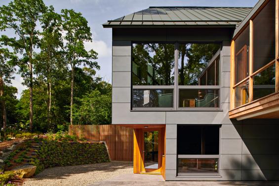 Pioneer Millworks Larch Exterior Siding for Passive House in Cape Cod. Photo © Dan Cutrona