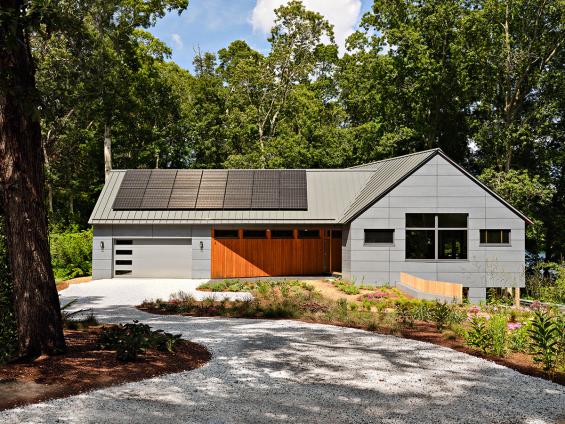 Pioneer Millworks Larch Exterior Siding for Passive House in Cape Cod. Photo © Dan Cutrona