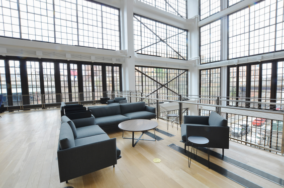 Pioneer Millworks Modern Farmhouse Casual White Oak flooring in The Assembly, Pittsburgh, PA. ©Trisha Steffy Creative Studio