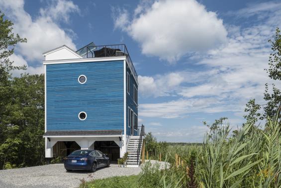 Pioneer Millworks Larch Cobalt Exterior Siding for a private residence in  Salisbury, MA. Photo © Scott Hemenway