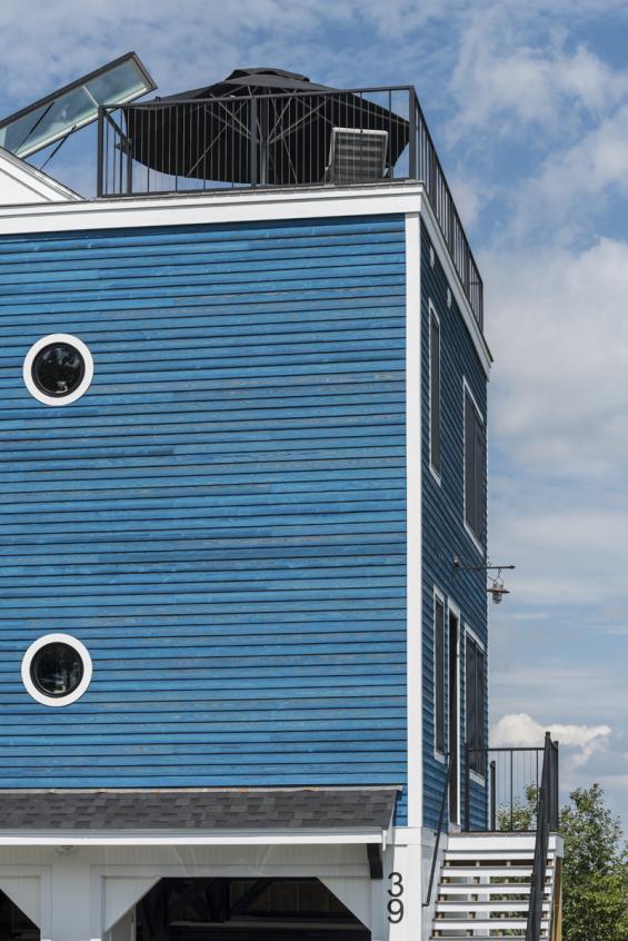 Pioneer Millworks Larch Cobalt Exterior Siding for a private residence in  Salisbury, MA. Photo © Scott Hemenway