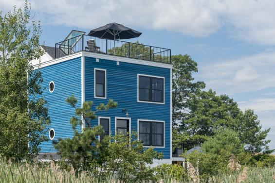 Pioneer Millworks Larch Cobalt Exterior Siding for a private residence in  Salisbury, MA. Photo © Scott Hemenway