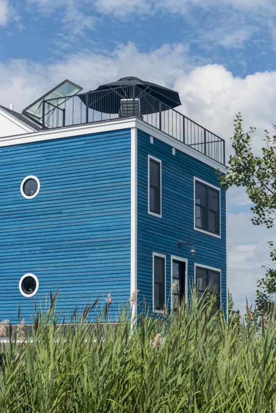 Pioneer Millworks Larch Cobalt Exterior Siding for a private residence in  Salisbury, MA. Photo © Scott Hemenway