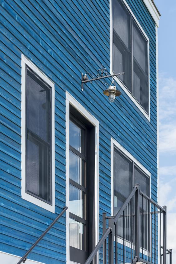 Pioneer Millworks Larch Cobalt Exterior Siding for a private residence in  Salisbury, MA. Photo © Scott Hemenway