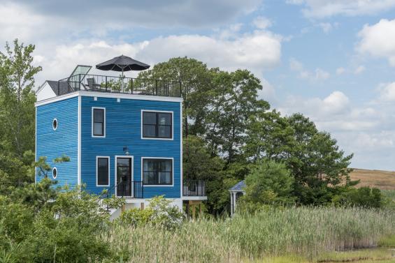 Pioneer Millworks Larch Cobalt Exterior Siding for a private residence in  Salisbury, MA. Photo © Scott Hemenway