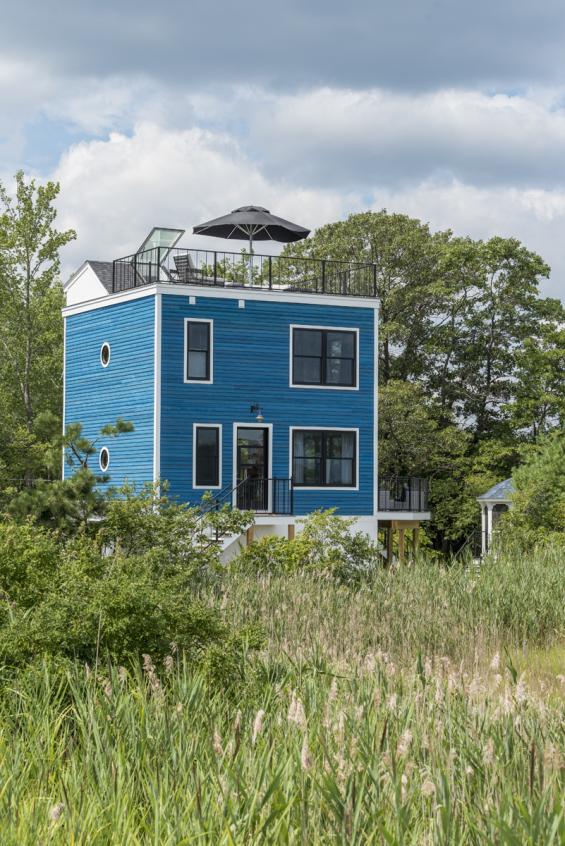 Pioneer Millworks Larch Cobalt Exterior Siding for a private residence in  Salisbury, MA. Photo © Scott Hemenway