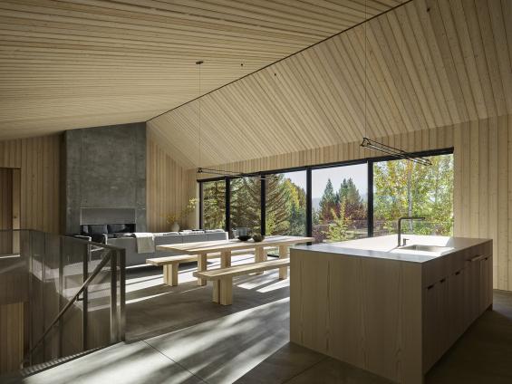 Pioneer Millworks Larch Scandi Paneling and Siding, and Accoya Scandi Paneling in bathroom. Photos ny Matt Millman.