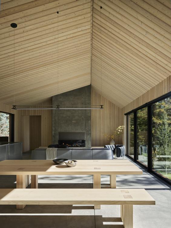 Pioneer Millworks Larch Scandi Paneling and Siding, and Accoya Scandi Paneling in bathroom. Photos ny Matt Millman.