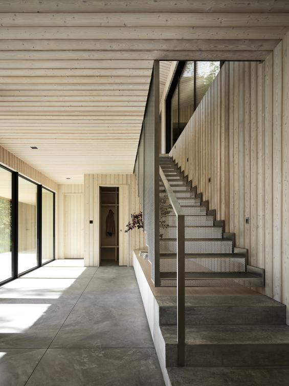 Pioneer Millworks Larch Scandi Paneling and Siding, and Accoya Scandi Paneling in bathroom. Photos ny Matt Millman.