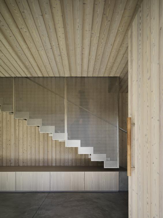 Pioneer Millworks Larch Scandi Paneling and Siding, and Accoya Scandi Paneling in bathroom. Photos ny Matt Millman.