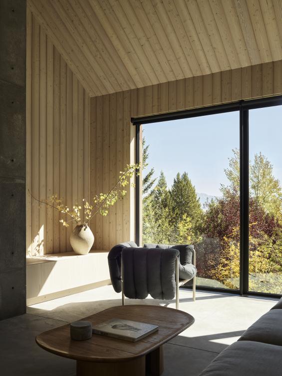Pioneer Millworks Larch Scandi Paneling and Siding, and Accoya Scandi Paneling in bathroom. Photos ny Matt Millman.