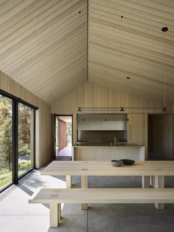 Pioneer Millworks Larch Scandi Paneling and Siding, and Accoya Scandi Paneling in bathroom. Photos ny Matt Millman.