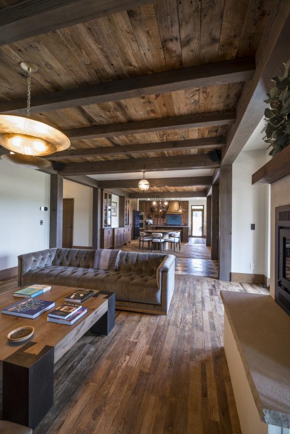 Pioneer Millworks Larch Fossil Siding and Reclaimed Rugged Teak Flooring. Photos by Scott Hemenway