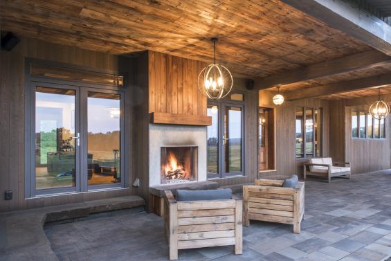 Pioneer Millworks Larch Fossil Siding and Reclaimed Rugged Teak Flooring. Photos by Scott Hemenway
