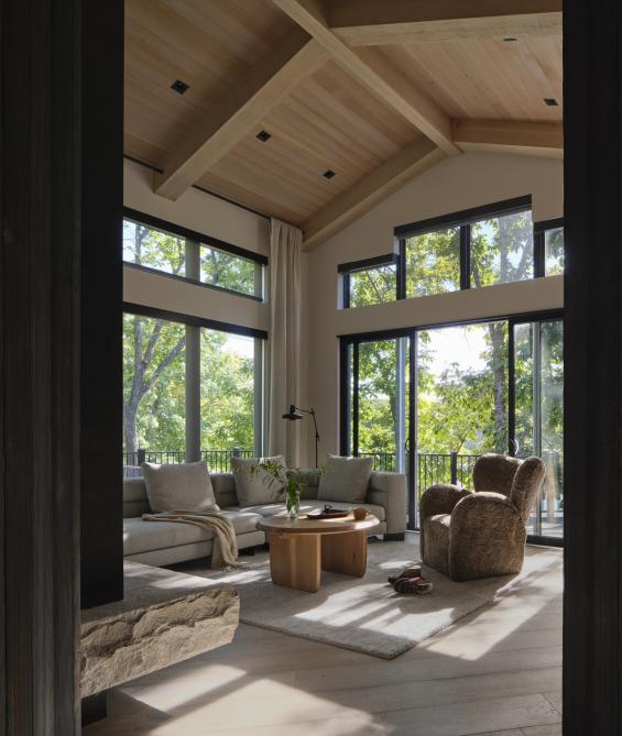 Pioneer Millworks Douglas fir Charcoal and Douglas Fir Scandi wood paneling and T&G. © Kendall McCaugherty